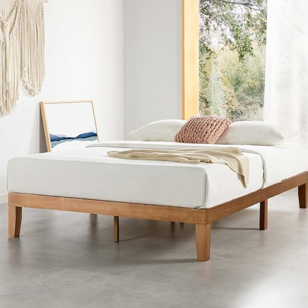 Modern Wood Bed Frame with Air Mattress